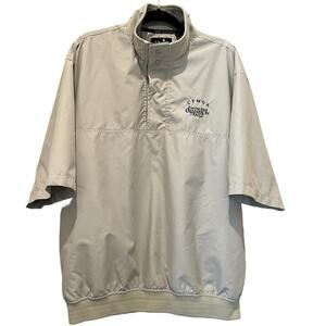 ASHWORTH Men's Golf Short Sleeve Quarter Button Pullover Jacket Large Tan Khaki